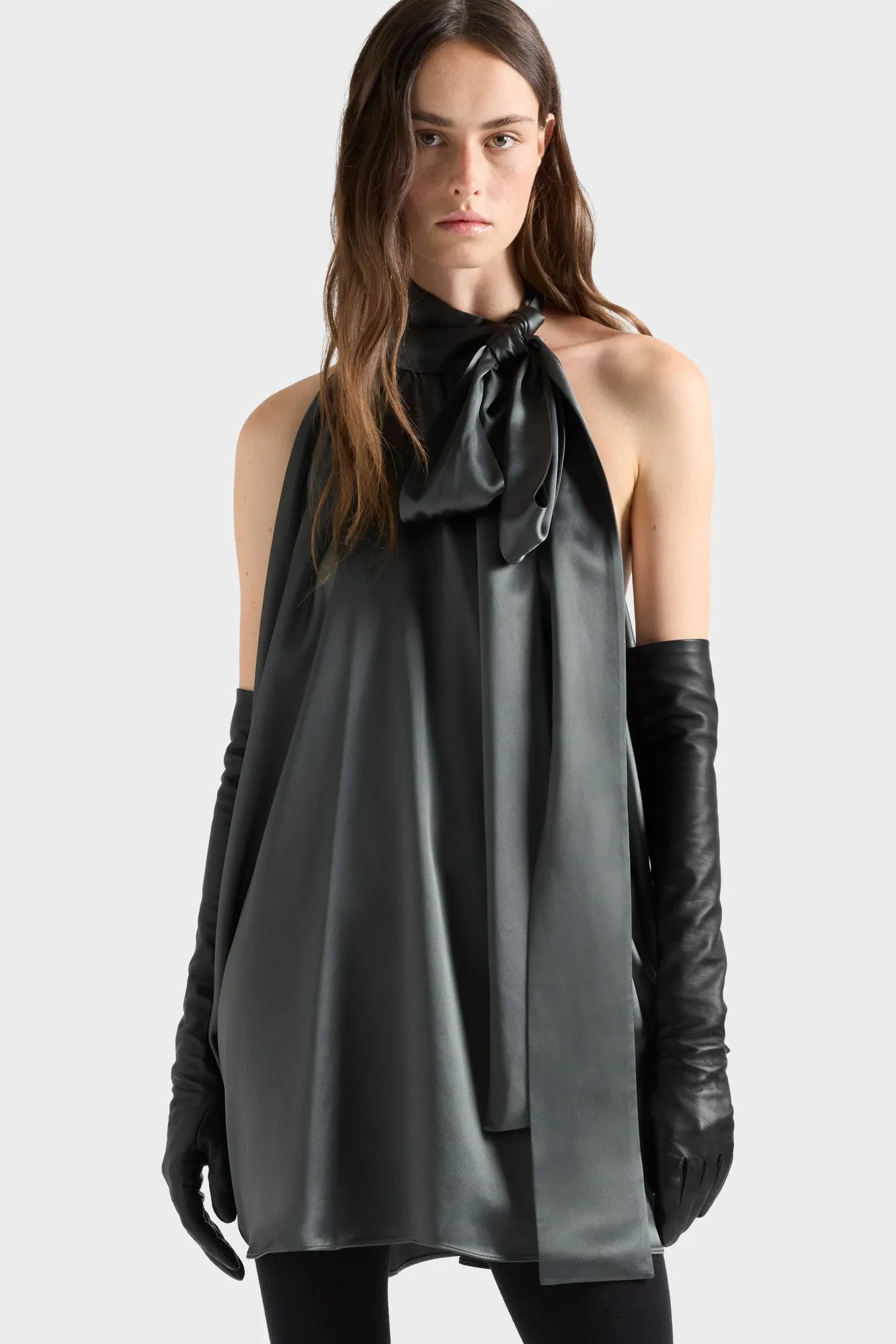PETAL MINI DRESS in Satin Quicksilver sold by 7 For All Mankind product image thumbnail 3