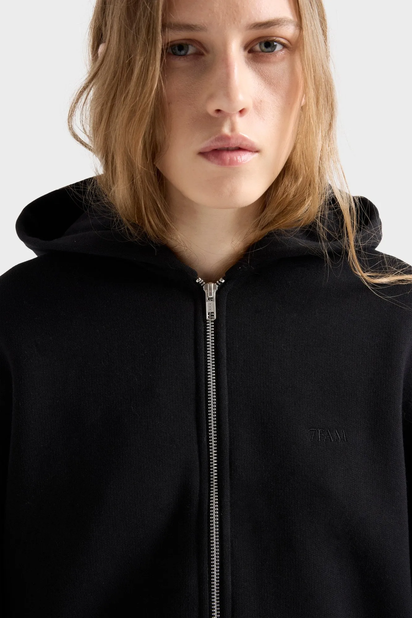 OVERSIZE ZIP HOODIE in Black sold by 7 For All Mankind product image thumbnail 4