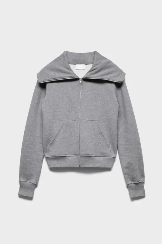 HIGH NECK ZIP HOODIE in Ash made by 7 For All Mankind
