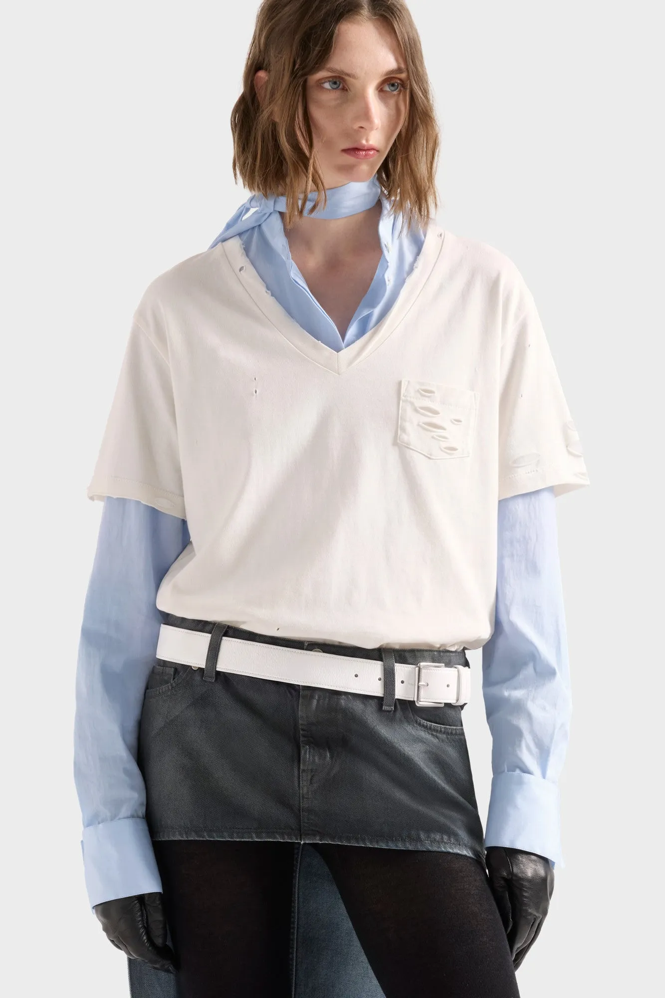 V-NECK POCKET TEE in Jersey Shell sold by 7 For All Mankind product image thumbnail 3