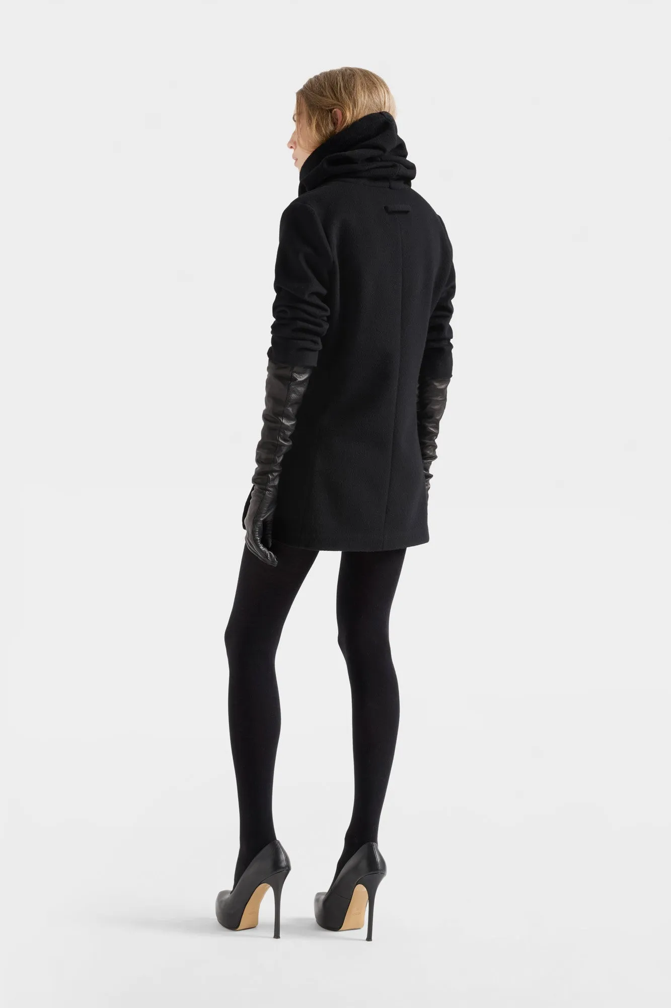 RUCHED HIGH NECK DRESS in Wool Blend Black sold by 7 For All Mankind product image thumbnail 5