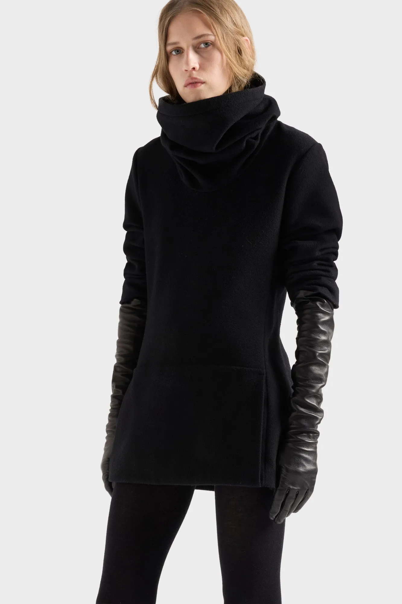RUCHED HIGH NECK DRESS in Wool Blend Black sold by 7 For All Mankind product image thumbnail 3