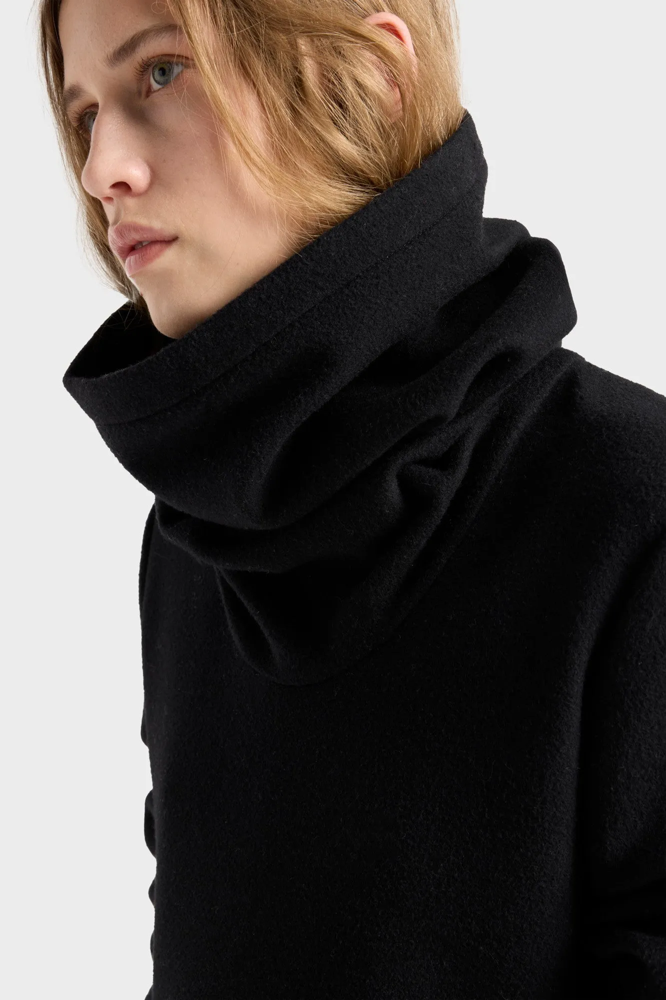 RUCHED HIGH NECK DRESS in Wool Blend Black sold by 7 For All Mankind product image thumbnail 4