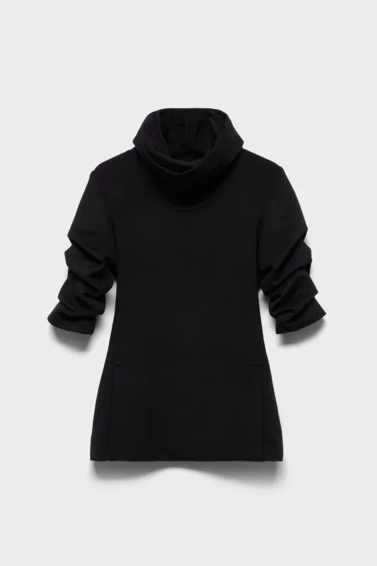 RUCHED HIGH NECK DRESS in Wool Blend Black made by 7 For All Mankind