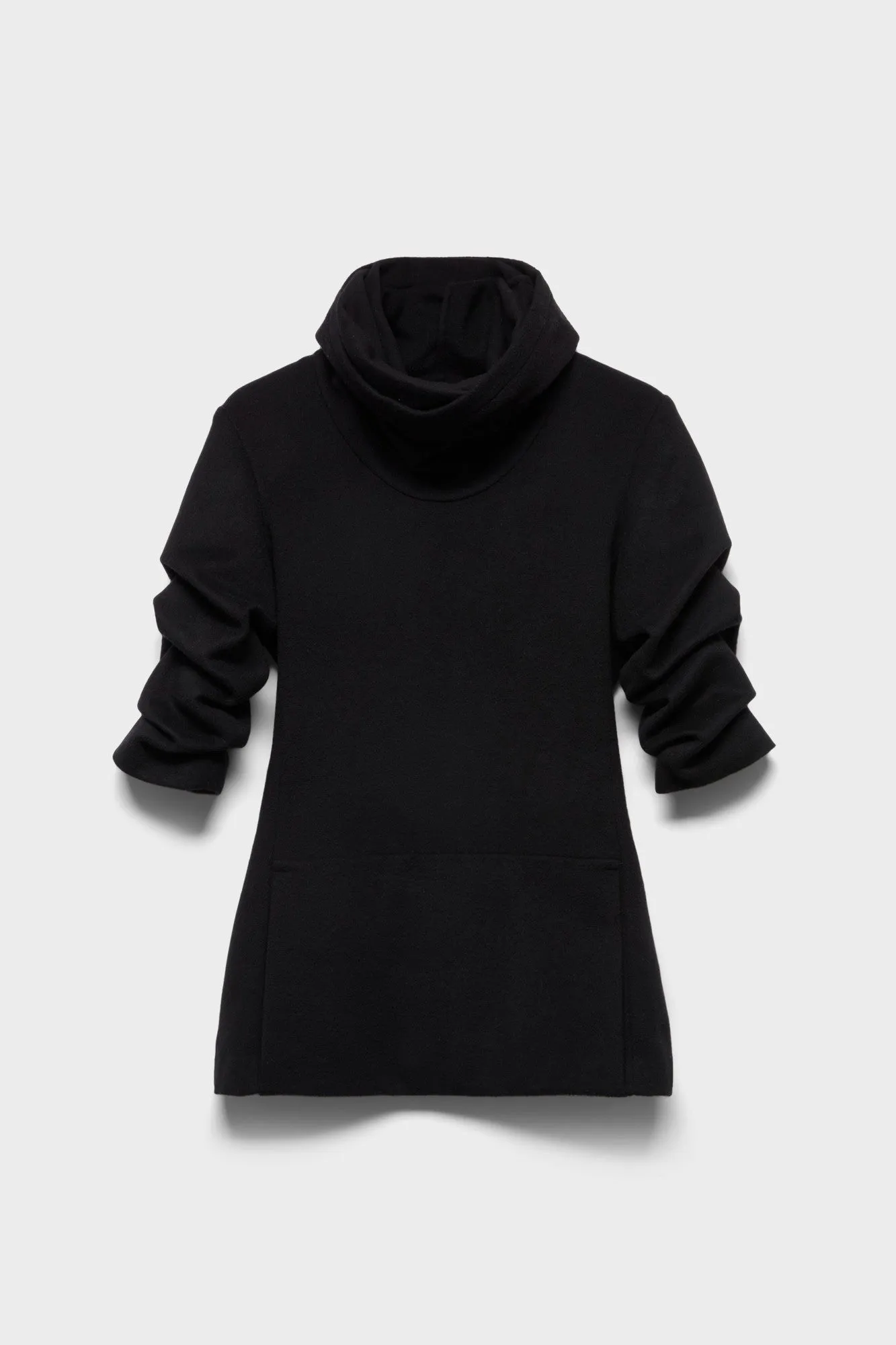 RUCHED HIGH NECK DRESS in Wool Blend Black sold by 7 For All Mankind