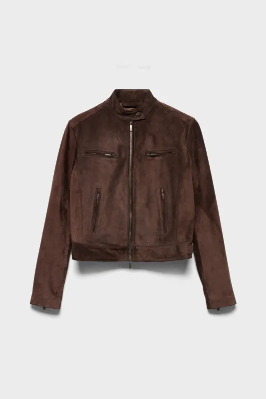 BIKER JACKET in Suede Coffee Bean made by 7 For All Mankind