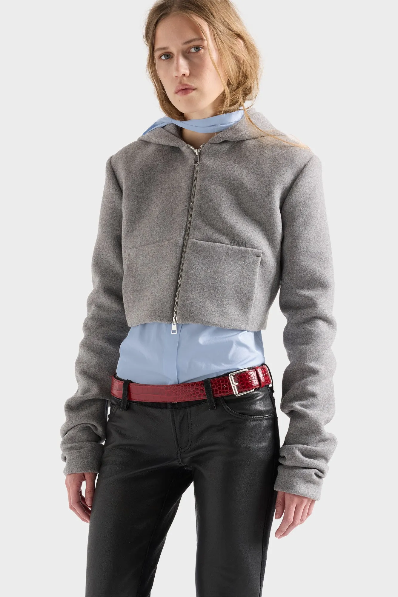 RUCHED ZIP HOODIE in Wool Slate sold by 7 For All Mankind product image thumbnail 3