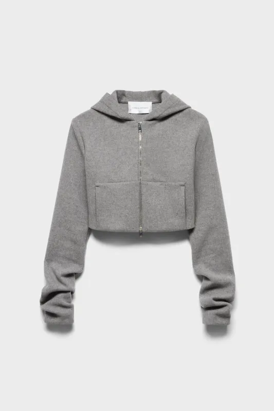 RUCHED ZIP HOODIE in Wool Slate made by 7 For All Mankind