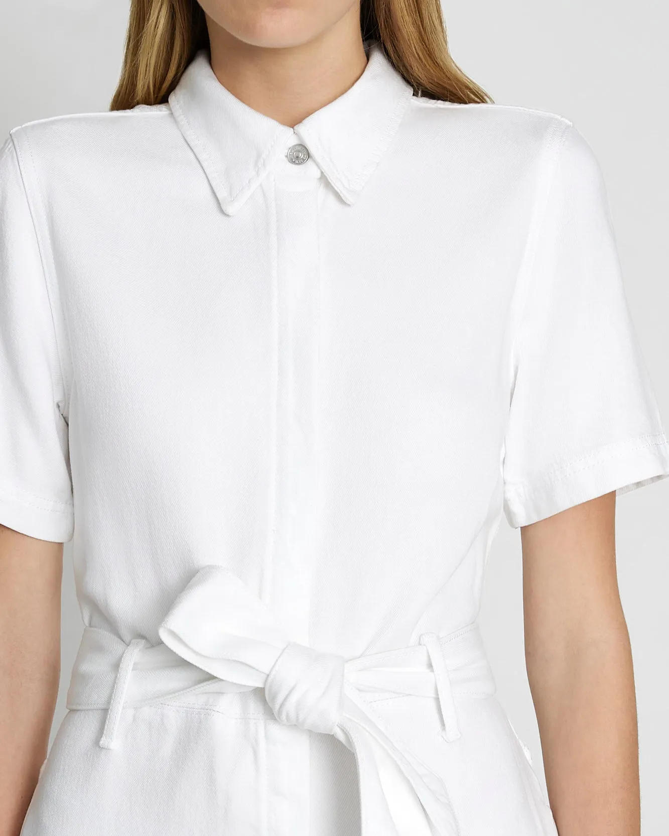 Denim Lustre Belted Shirtdress in Brilliant White sold by 7 For All Mankind product image thumbnail 3