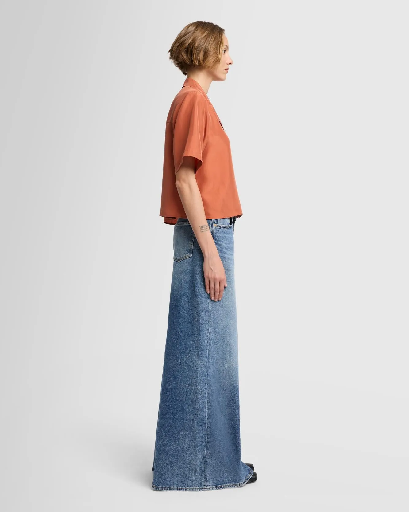 Silk Camp Shirt in Creme Caramel sold by 7 For All Mankind product image thumbnail 5