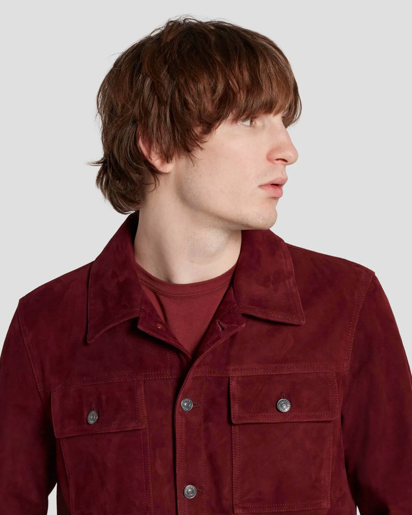 Suede Western Jacket in Burgundy sold by 7 For All Mankind product image thumbnail 3
