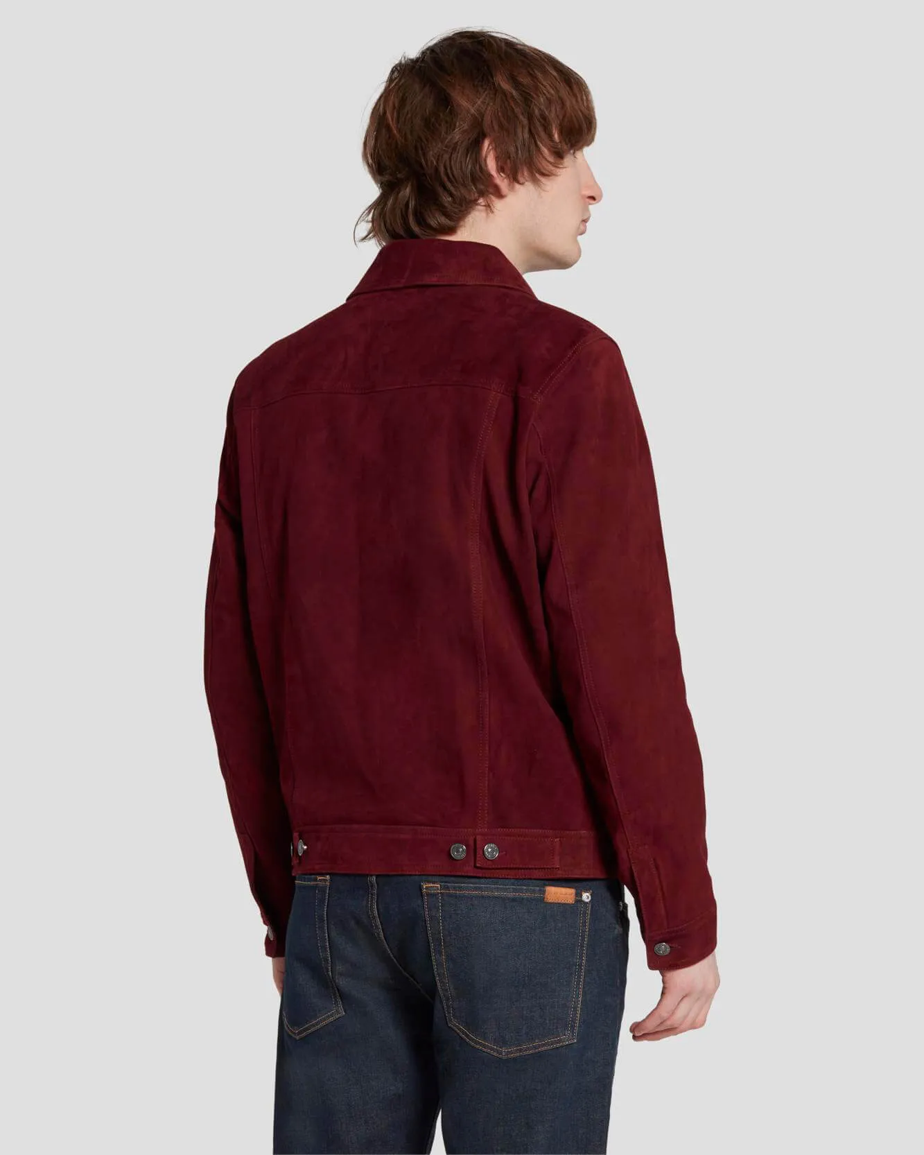 Suede Western Jacket in Burgundy sold by 7 For All Mankind product image thumbnail 4