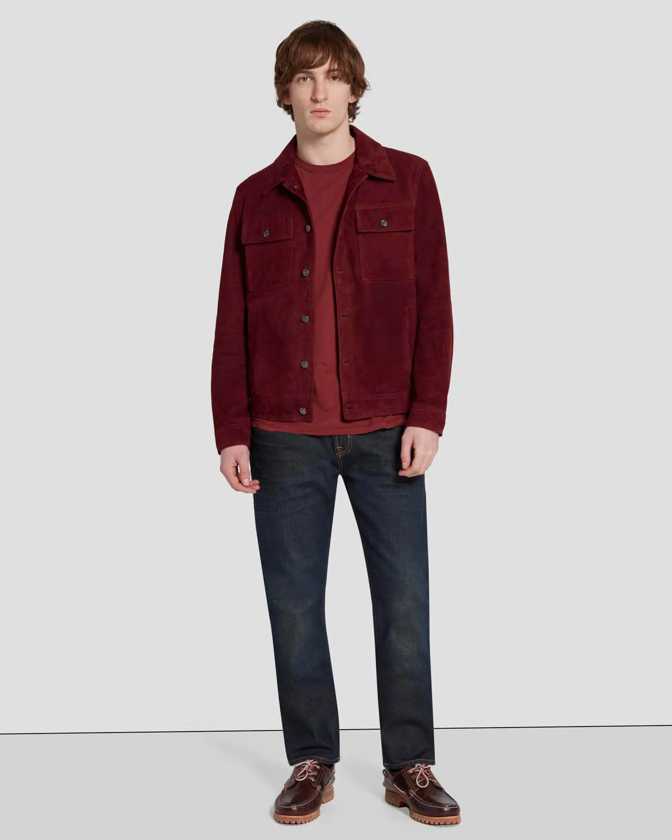 Suede Western Jacket in Burgundy sold by 7 For All Mankind product image thumbnail 2