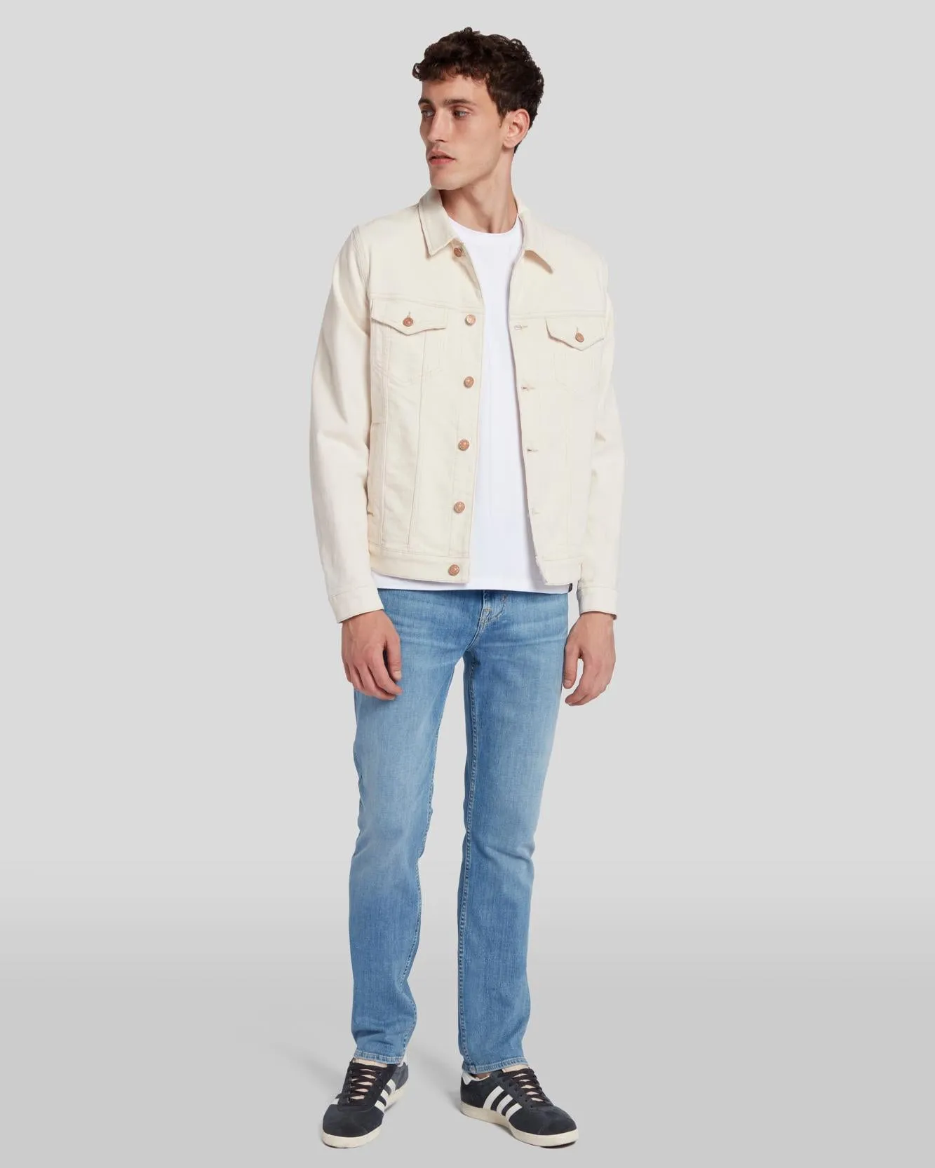 Perfect Trucker Jacket in Neutral sold by 7 For All Mankind product image thumbnail 3