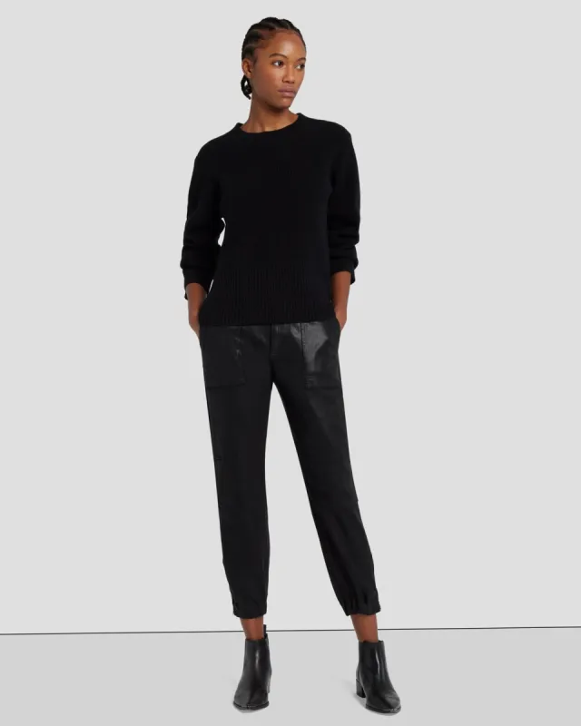 Darted Boyfriend Jogger In Coated Black sold by 7 For All Mankind