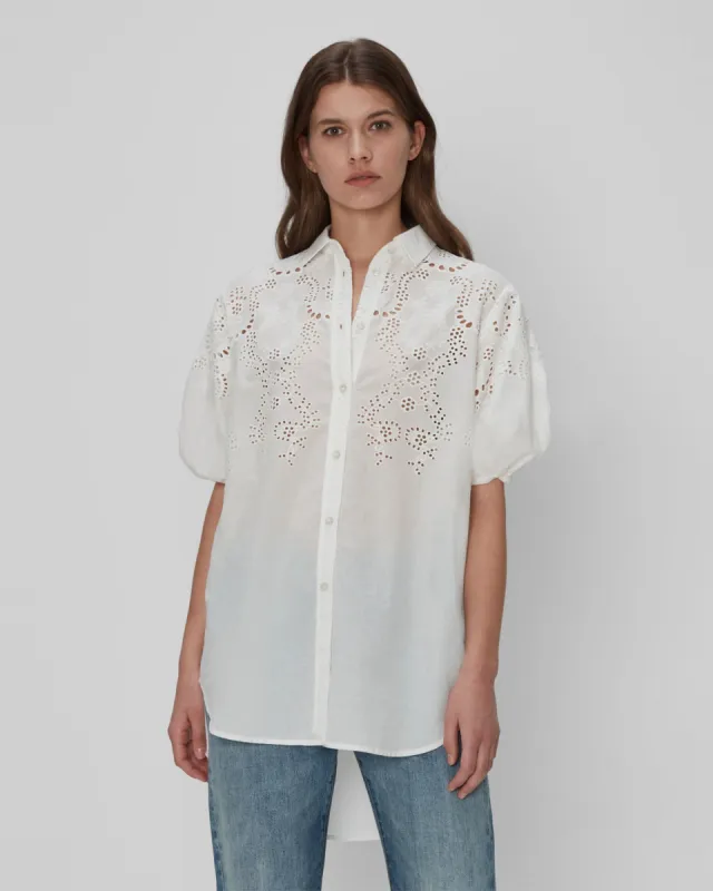 Puff Sleeve Tunic In White sold by 7 For All Mankind