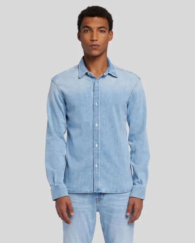 Left Hand Denim Shirt in Solstice sold by 7 For All Mankind