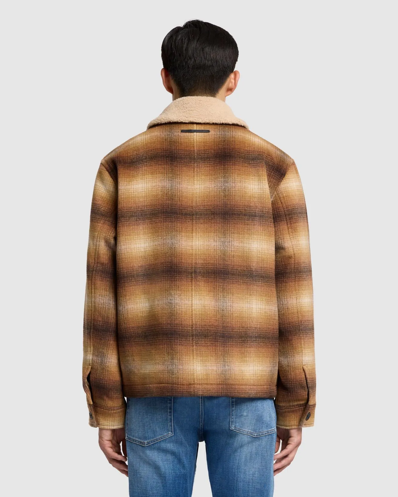 Sherpa Wool Coat in Brown Plaid sold by 7 For All Mankind product image thumbnail 4