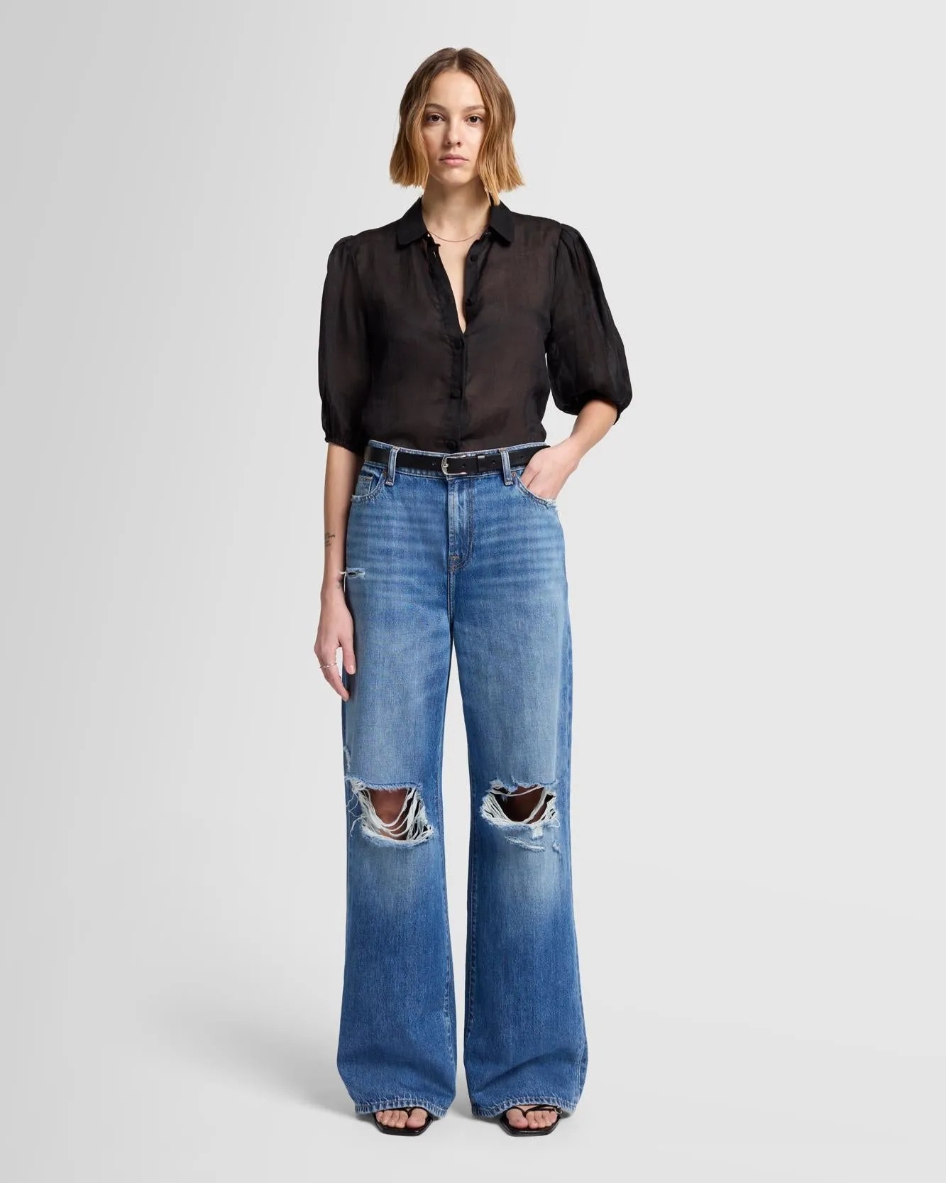 Puff Sleeve Blouse in Black sold by 7 For All Mankind product image thumbnail 3