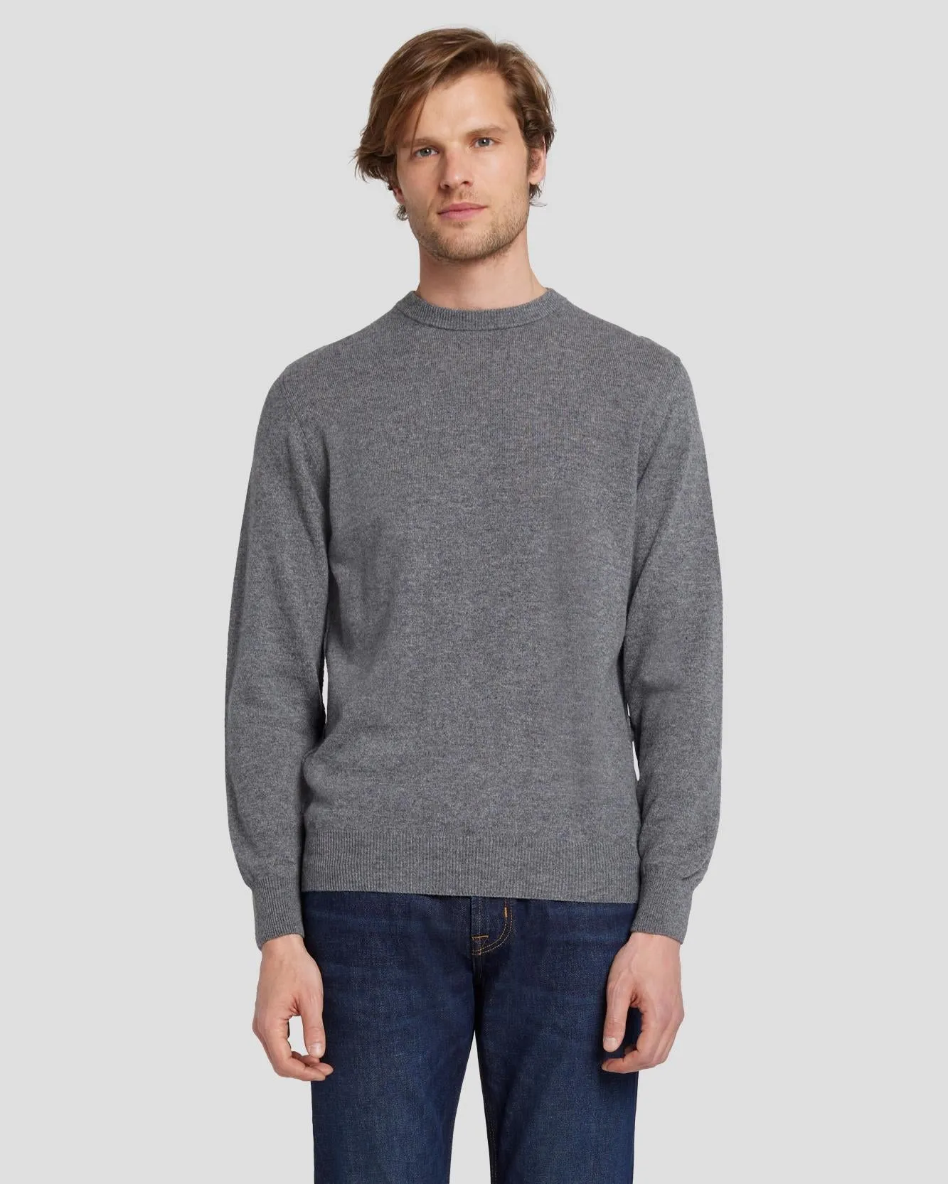 Cashmere Crew Sweater in Heather Grey sold by 7 For All Mankind