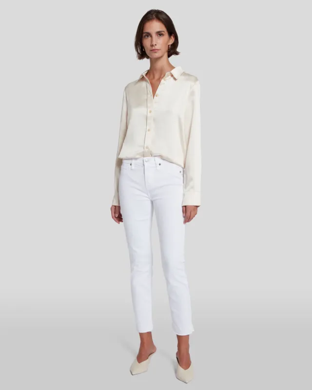 Roxanne Ankle with Raw Hem in White Fashion sold by 7 For All Mankind