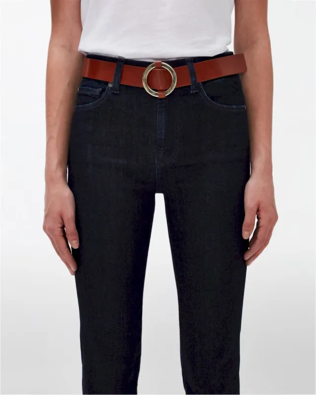Ring Buckle Leather Belt in Cognac sold by 7 For All Mankind