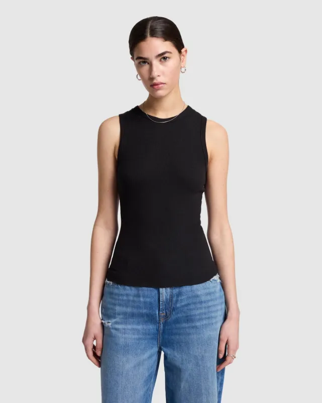 Racer Tank in Black sold by 7 For All Mankind