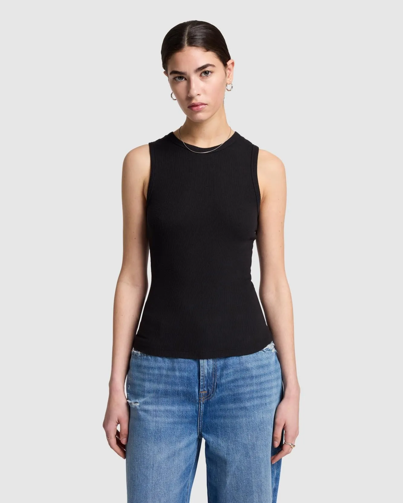 Racer Tank in Black sold by 7 For All Mankind