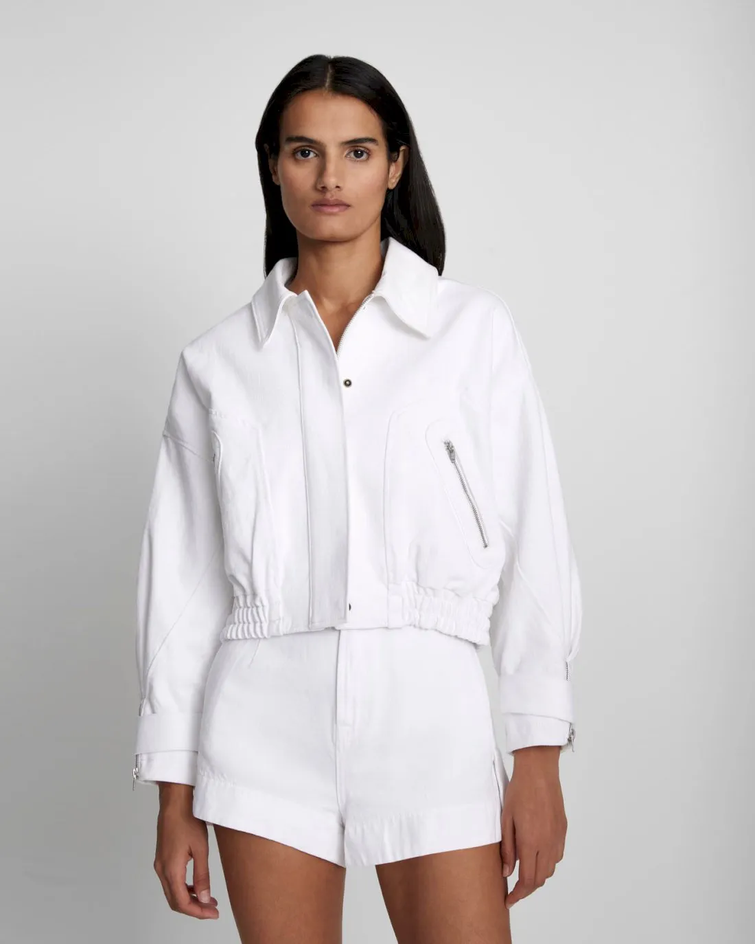 Cropped Bomber Jacket in Brilliant White sold by 7 For All Mankind