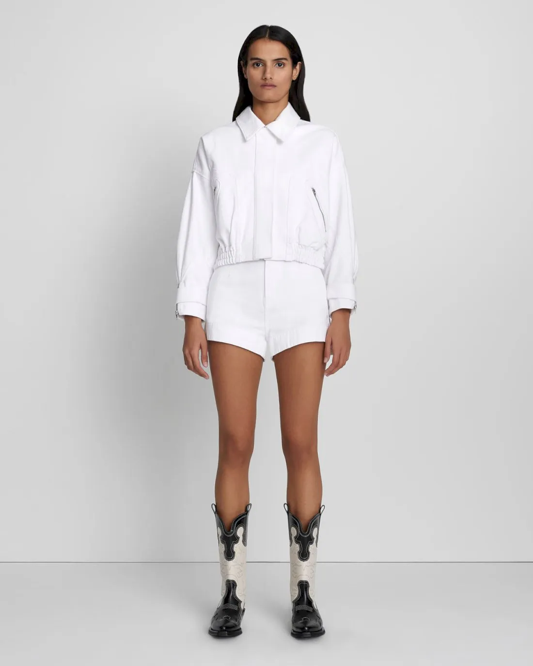 Cropped Bomber Jacket in Brilliant White sold by 7 For All Mankind product image thumbnail 2