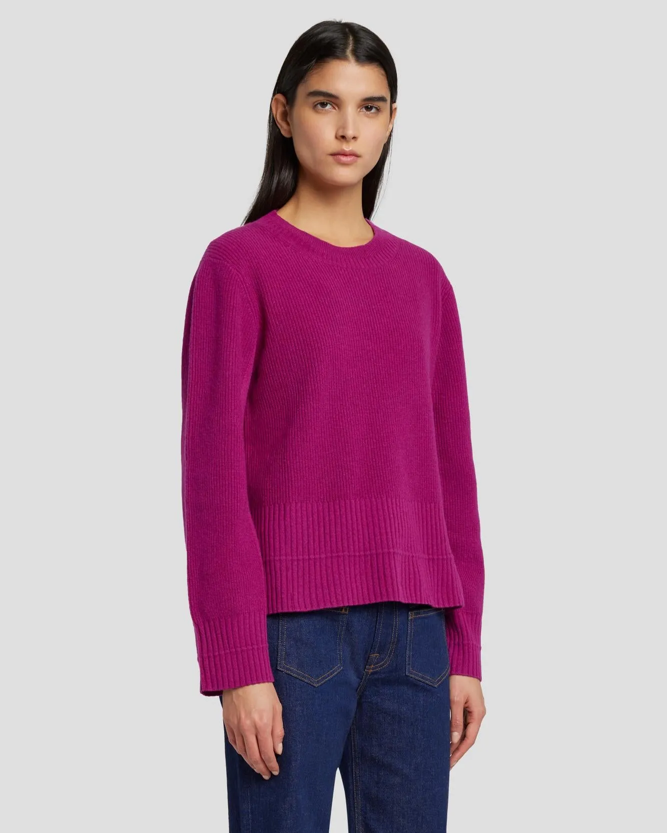 Cashmere Crewneck Sweater in Raspberry sold by 7 For All Mankind