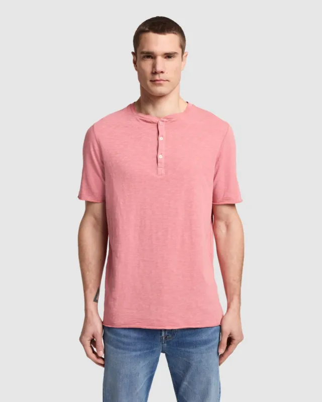Short Sleeve Slub Henley in Dusty Rose made by 7 For All Mankind