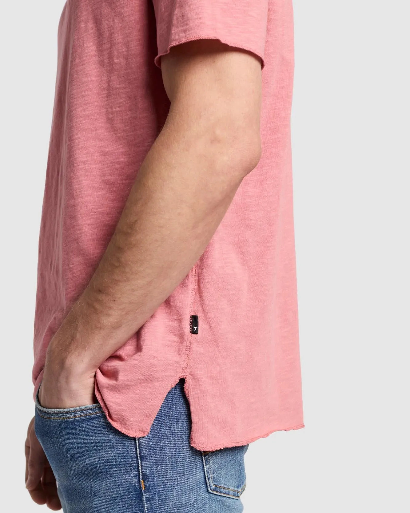 Short Sleeve Slub Henley in Dusty Rose sold by 7 For All Mankind product image thumbnail 5