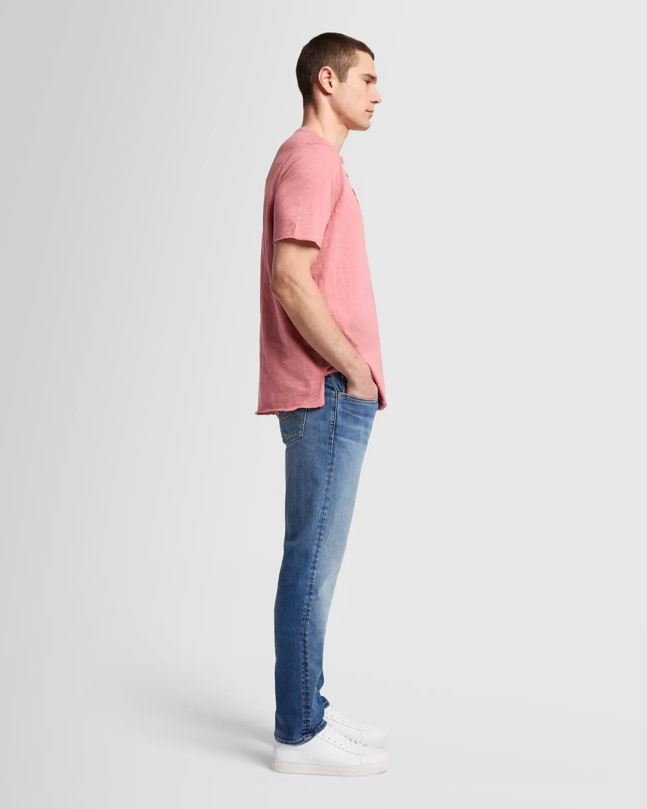 Short Sleeve Slub Henley in Dusty Rose sold by 7 For All Mankind product image thumbnail 2