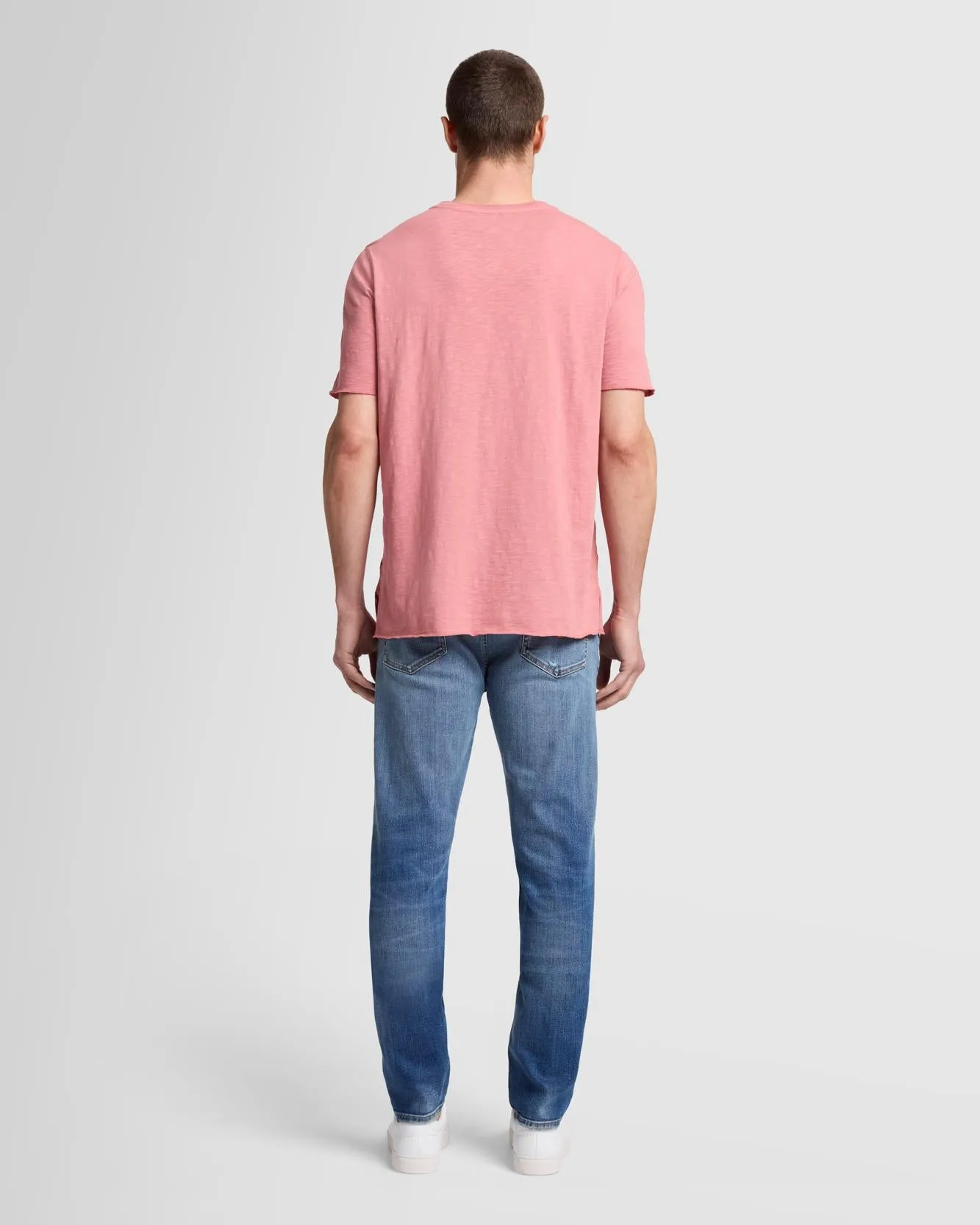 Short Sleeve Slub Henley in Dusty Rose sold by 7 For All Mankind product image thumbnail 3