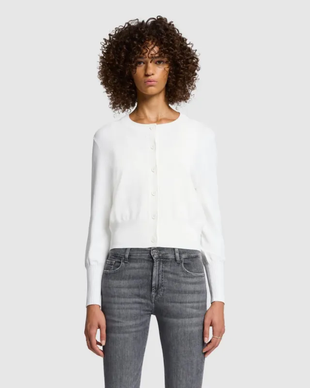 Ribbed Cardigan in Off White sold by 7 For All Mankind