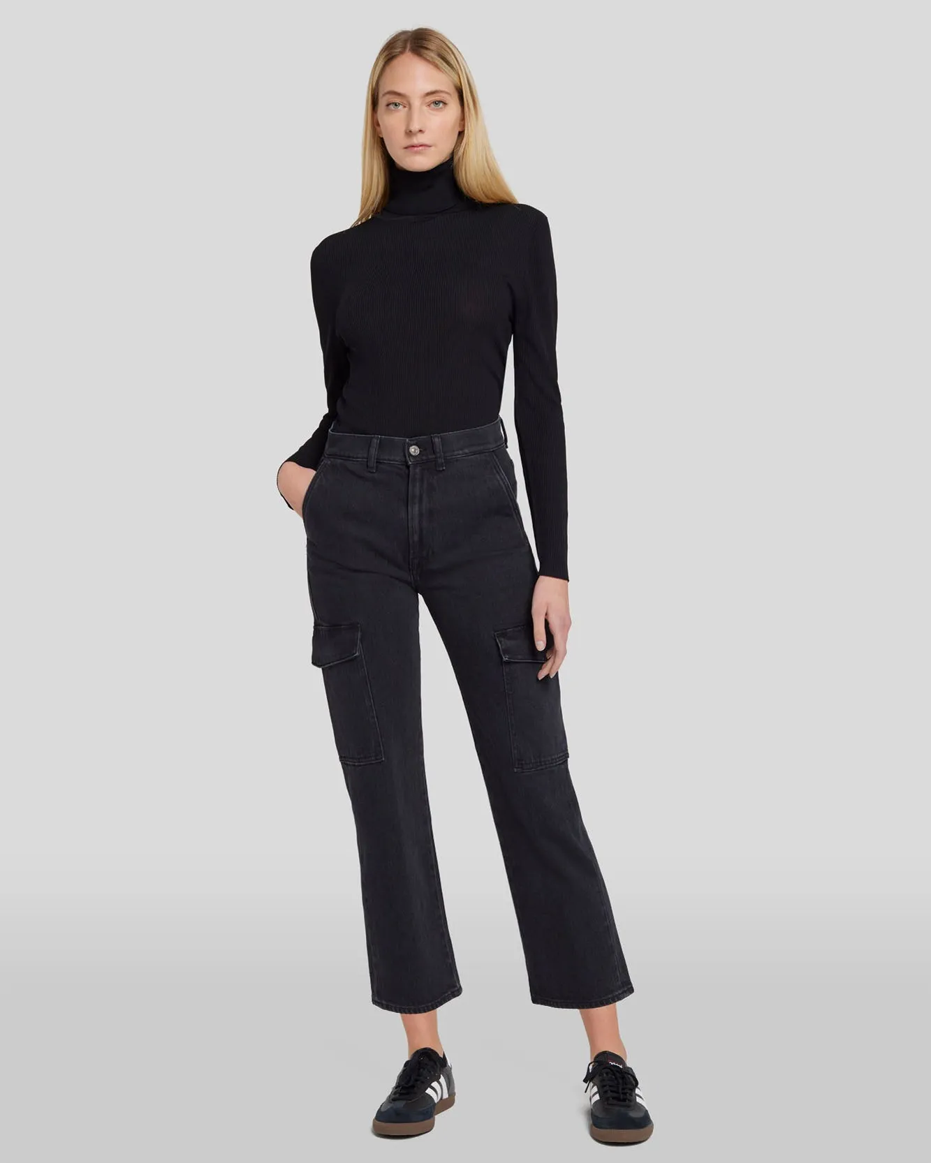 Logan Cropped Cargo Jean in Collide sold by 7 For All Mankind