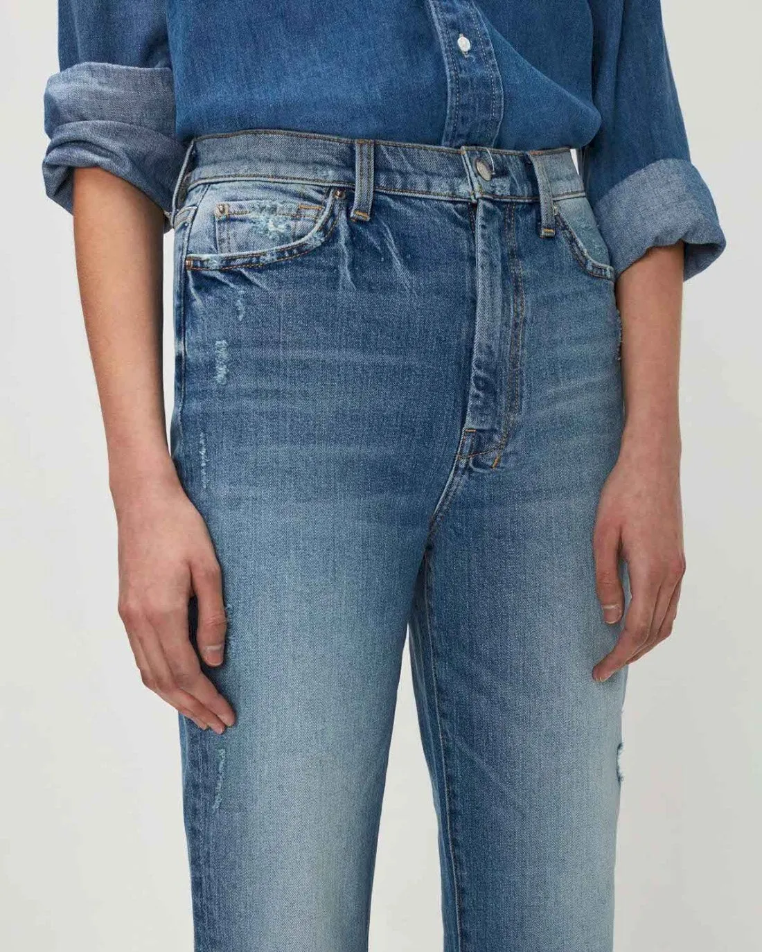 Beauty Denim Ultra High Rise Dojo in Fig Leaf sold by 7 For All Mankind product image thumbnail 4