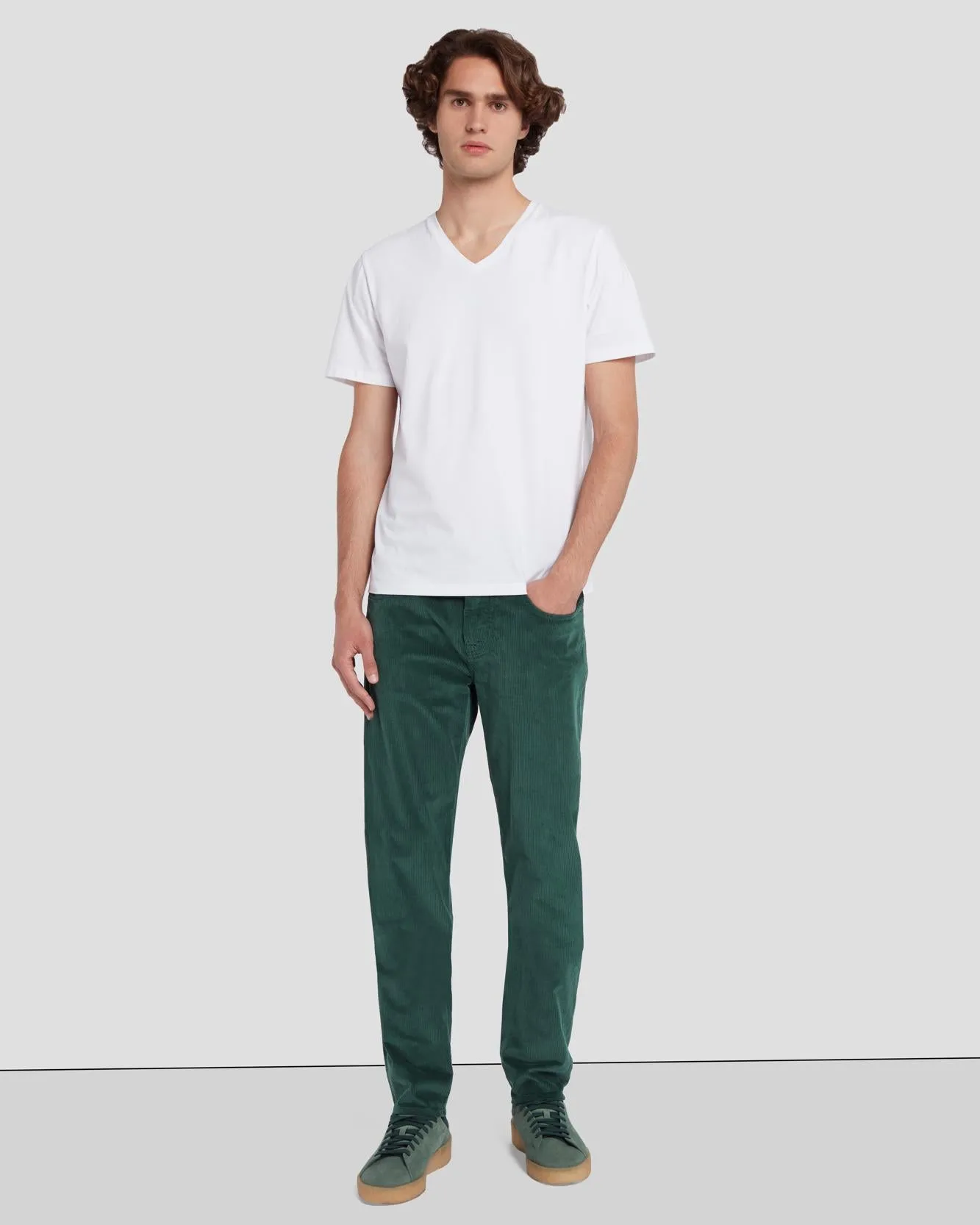 Corduroy Slimmy Tapered in Hunter Green sold by 7 For All Mankind