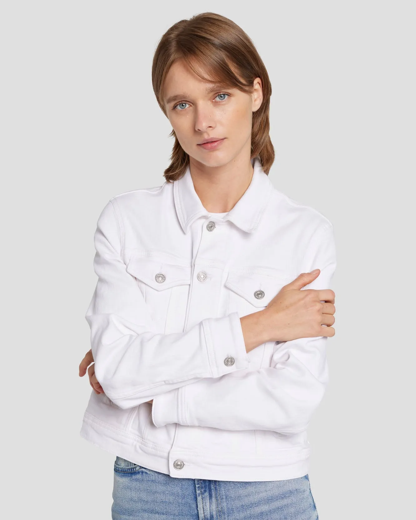 Luxe Vintage Classic Trucker Jacket in Soleil sold by 7 For All Mankind product image thumbnail 2