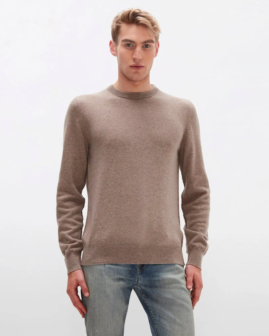 Cashmere Crew in Taupe sold by 7 For All Mankind