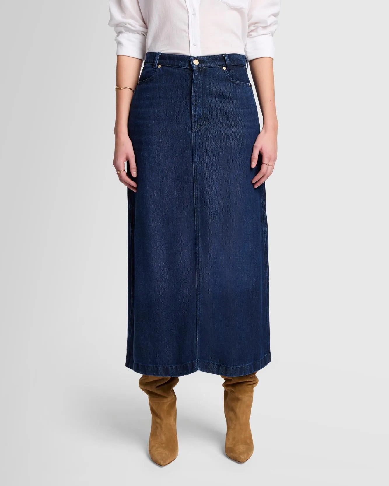 Denim Lustre Midi Skirt in Stormy sold by 7 For All Mankind product image thumbnail 3