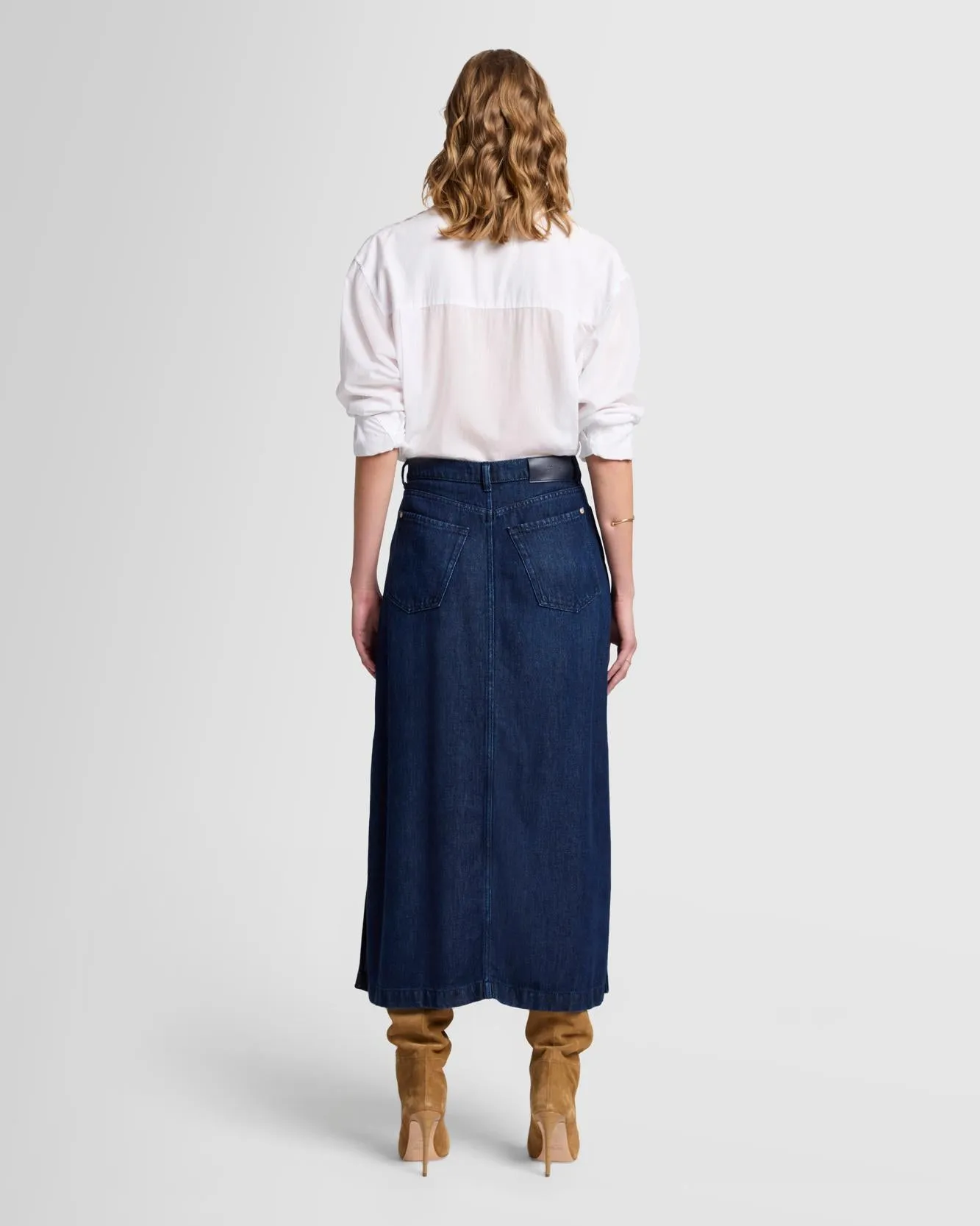 Denim Lustre Midi Skirt in Stormy sold by 7 For All Mankind product image thumbnail 4
