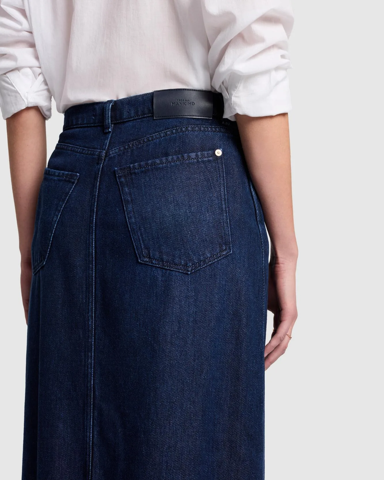 Denim Lustre Midi Skirt in Stormy sold by 7 For All Mankind product image thumbnail 5