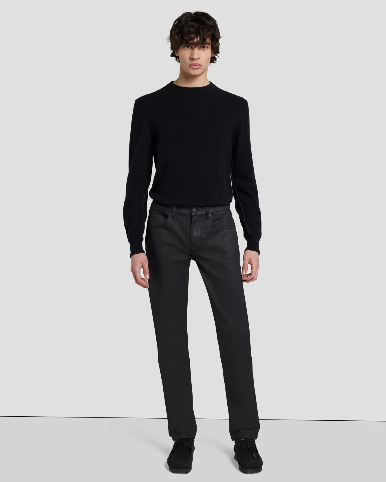 Slimmy Tapered in Coated Black sold by 7 For All Mankind