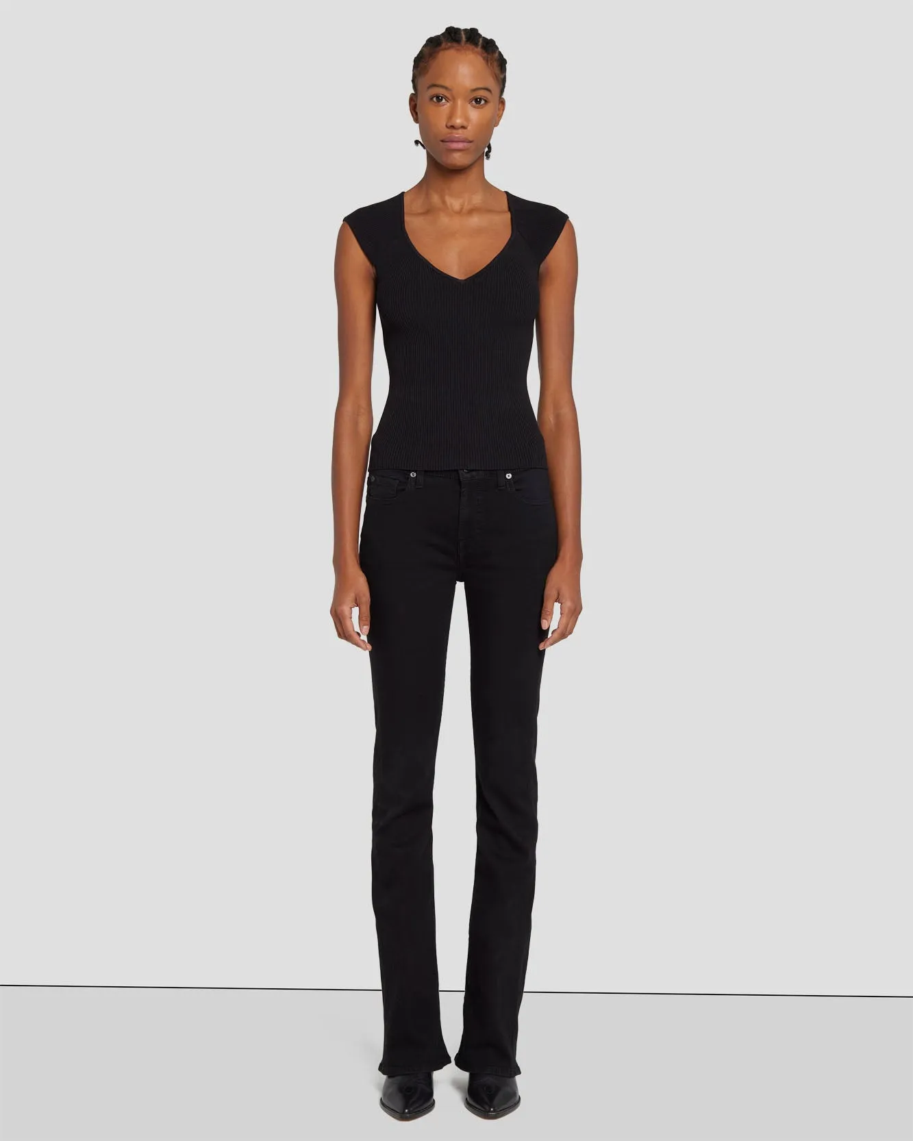 Sweetheart Rib Top in Black sold by 7 For All Mankind product image thumbnail 2