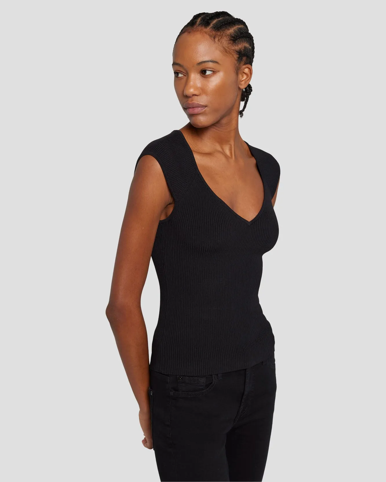 Sweetheart Rib Top in Black sold by 7 For All Mankind product image thumbnail 3