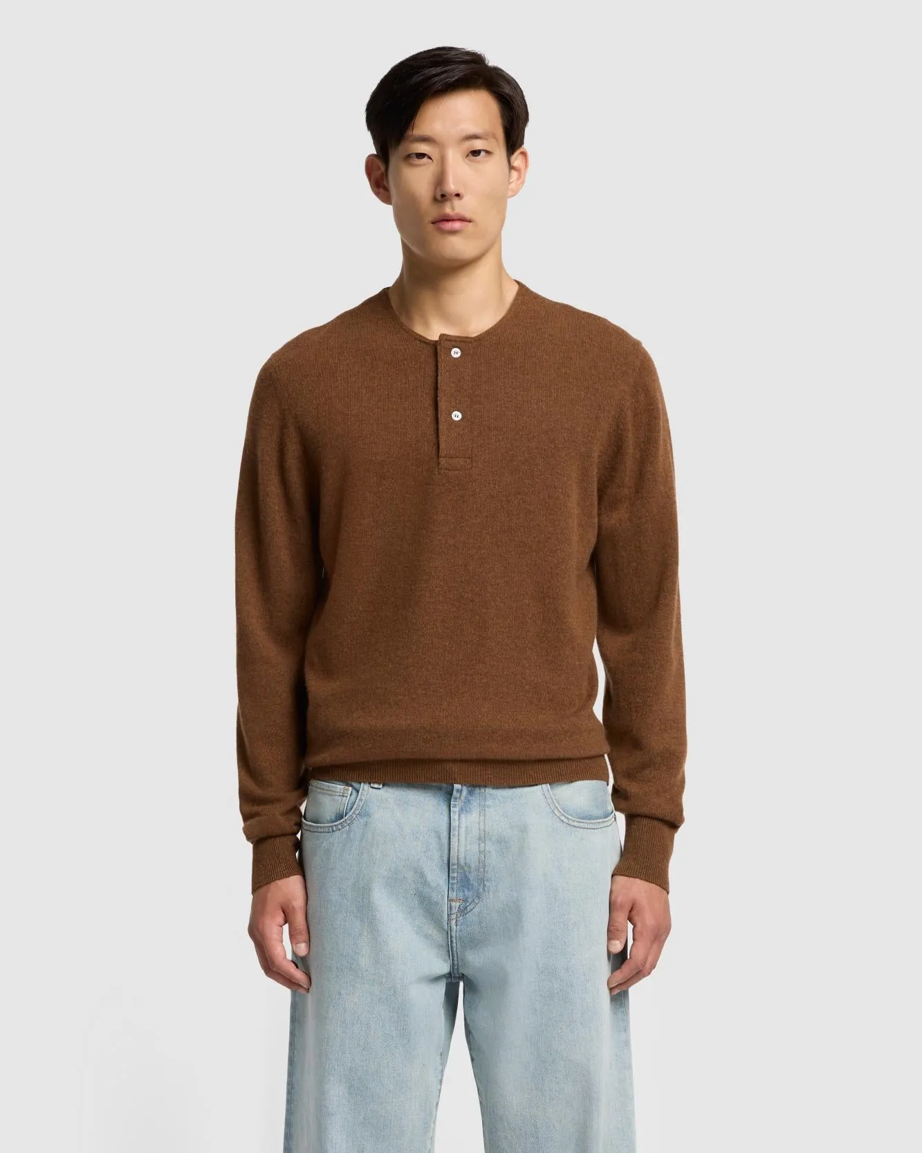 Cashmere Henley Sweater in Nutshell sold by 7 For All Mankind
