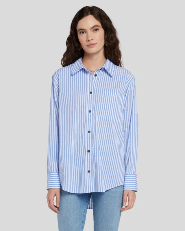 Poplin Button Down in Blue Stripe sold by 7 For All Mankind