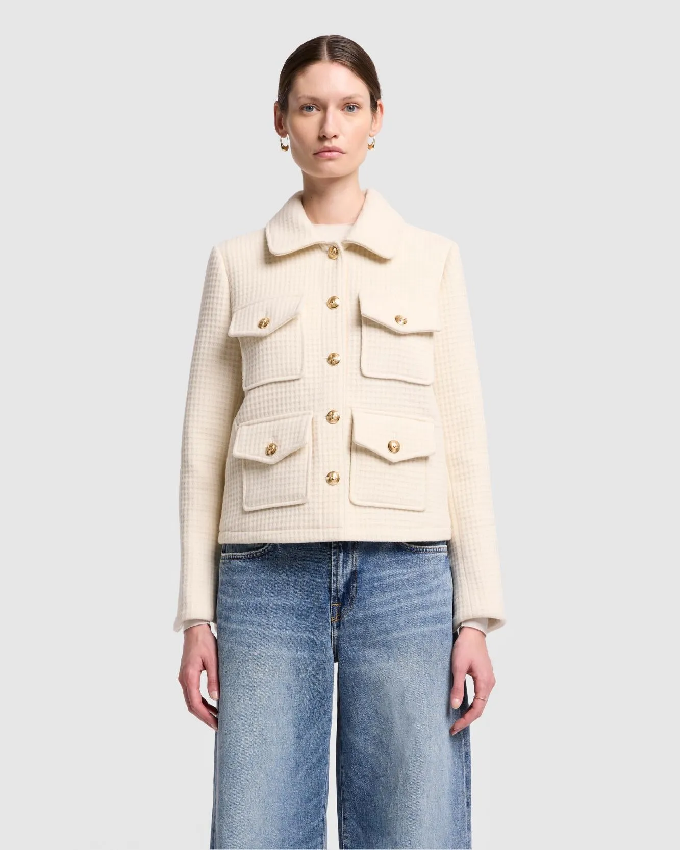 Cashmere Boucle Jacket in Milk sold by 7 For All Mankind